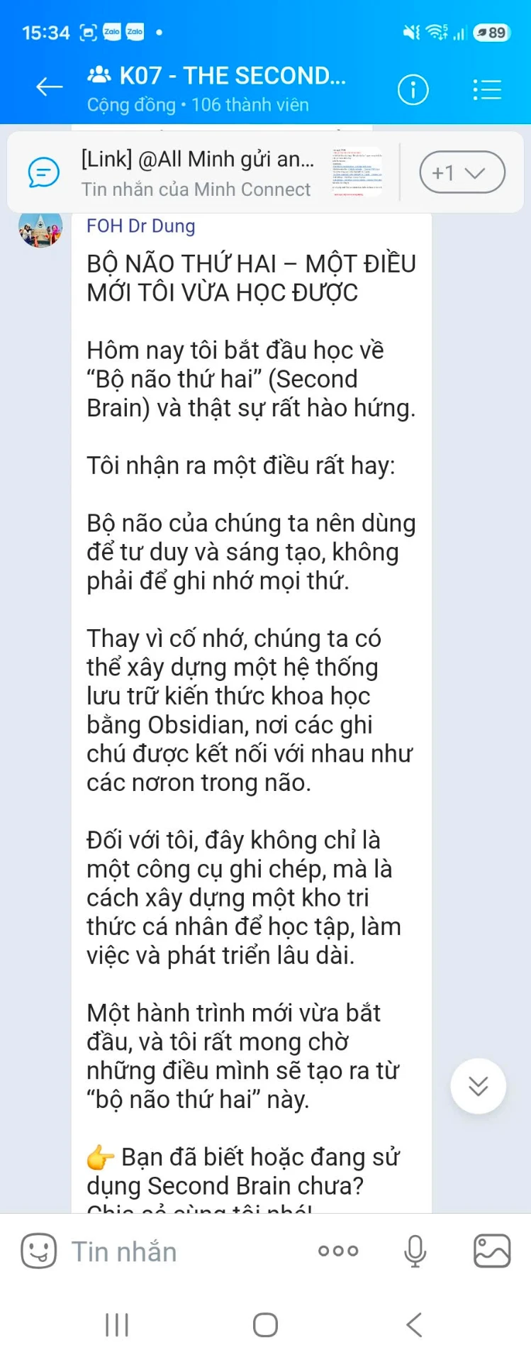 Ảnh chụp phản hồi của học viên trong cộng đồng K07